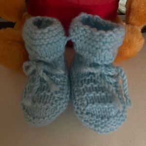 Cozy Blue Knitted Baby Booties